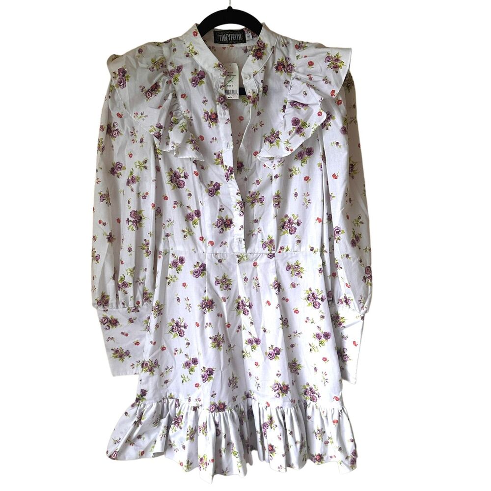 TRACY FEITH Floral Ruffled Mini Dress Vintage‎ Sz 2